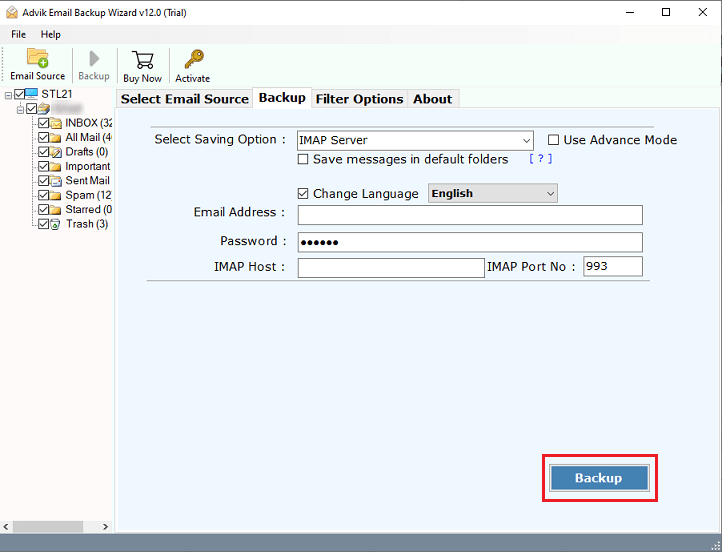 enter anothe cpanel details and click backup to move emails from cPanel to another cPanel