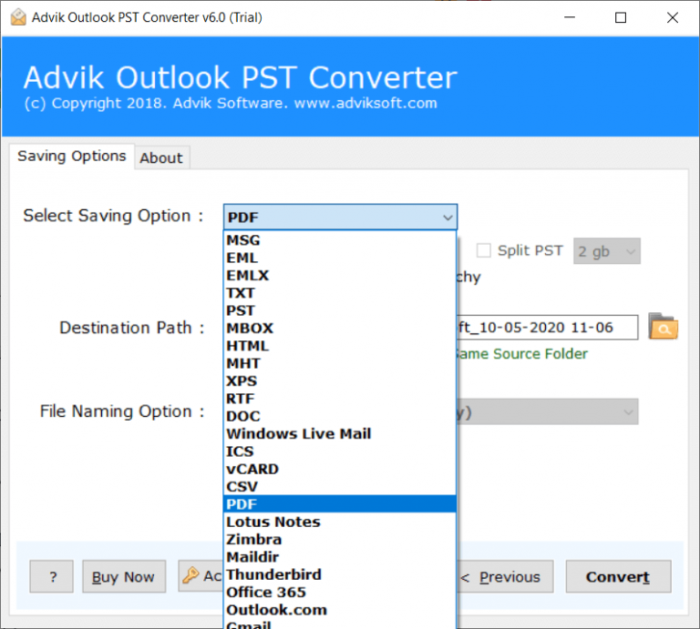 select PDF as a saving option