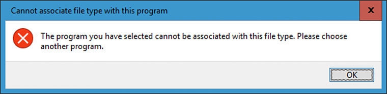 the program you have selected cannot be associated with this file type