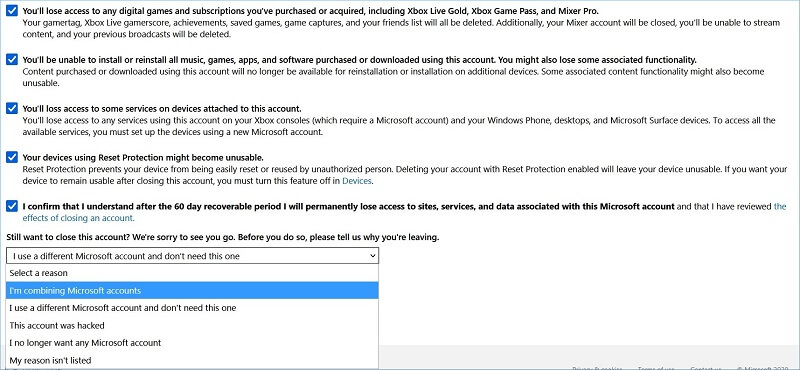 delete hotmail account permanently