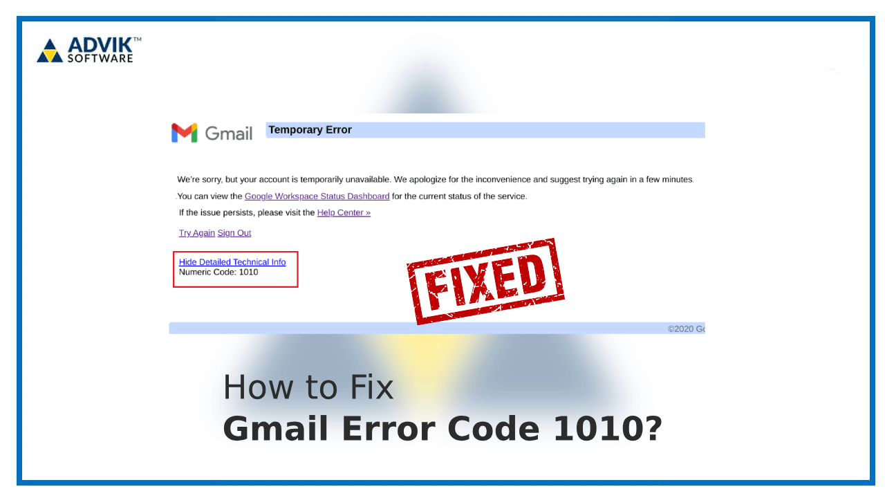 Gmail error code 1010