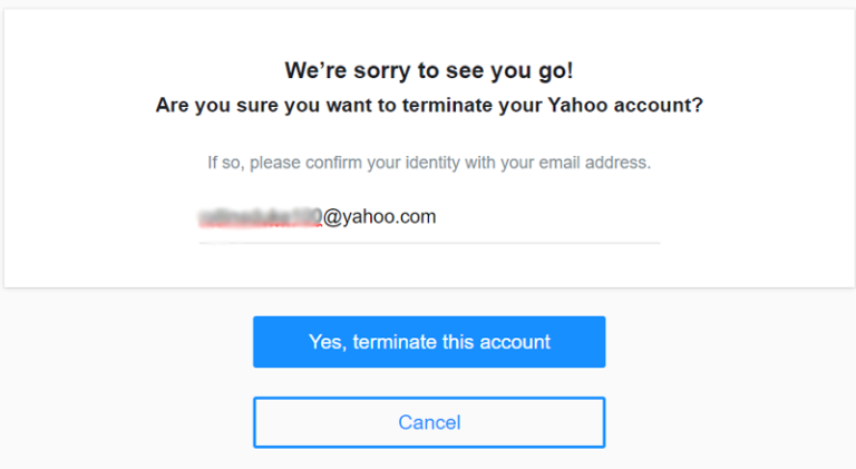 terminate yahoo email account permanently