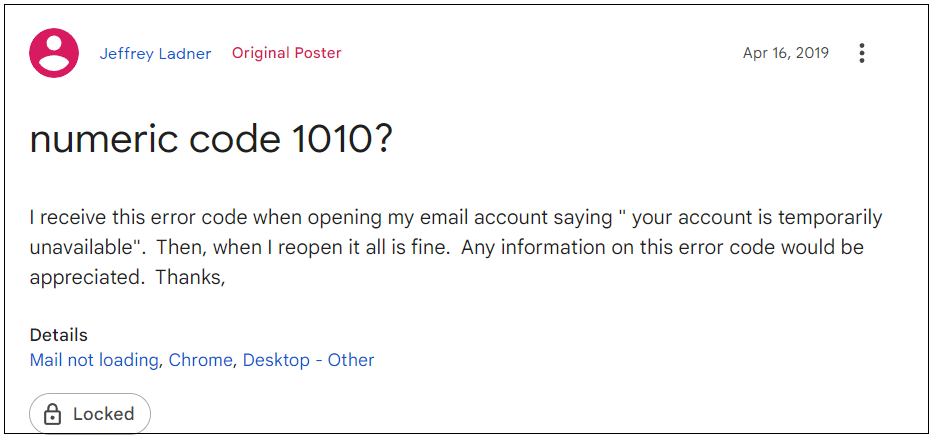how to fix Gmail Error Code 1010