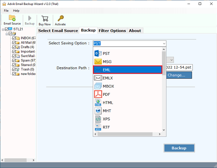 save roundcube emails as EML