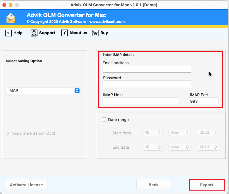 How do I import OLM files into iCloud