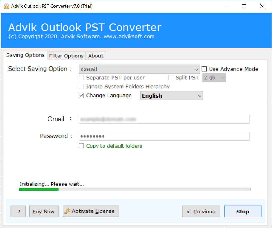enter gmail details and click convert to imort PST to gmail