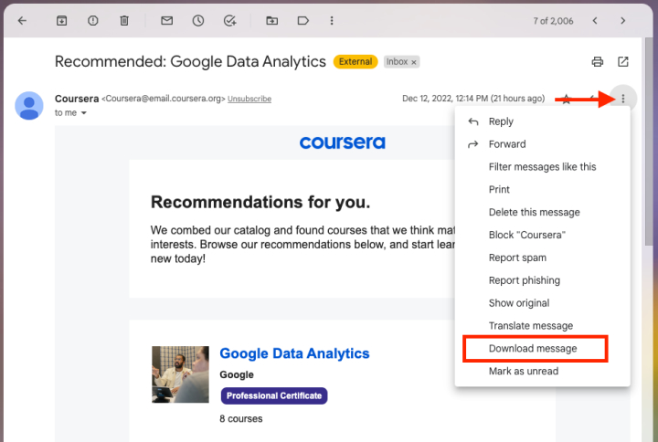 export gmail inbox folder