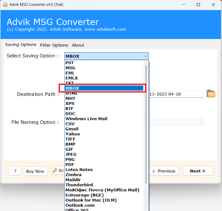 convert outlook msg to mbox