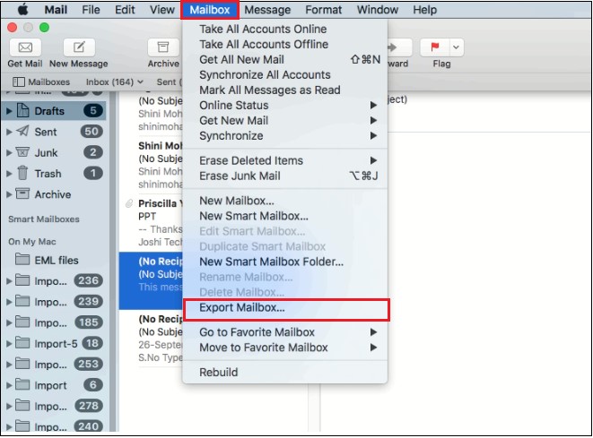 export mac mail folders