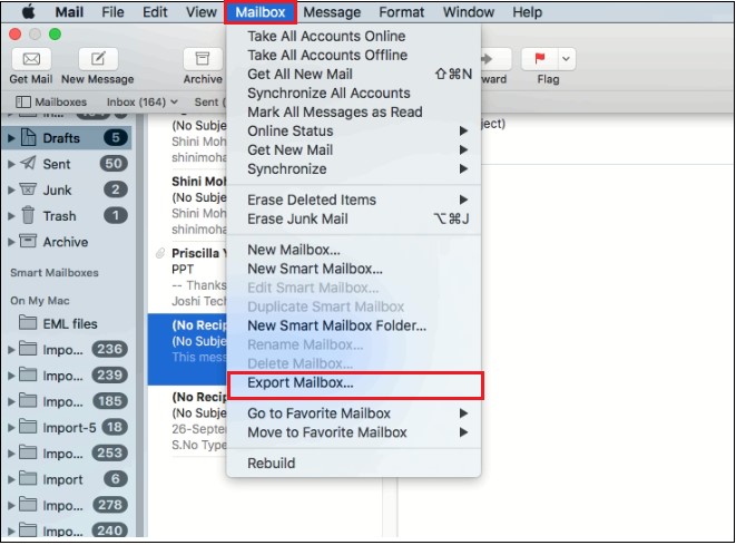 export mailbox from Apple Mail