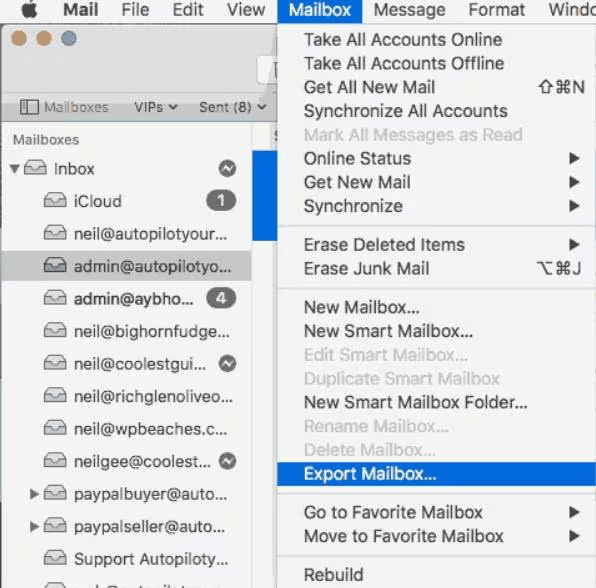 export mac mail folders