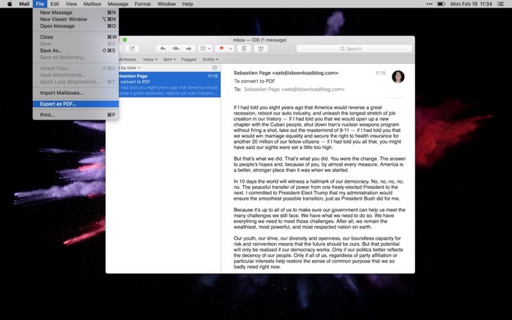 export apple mail to pdf
