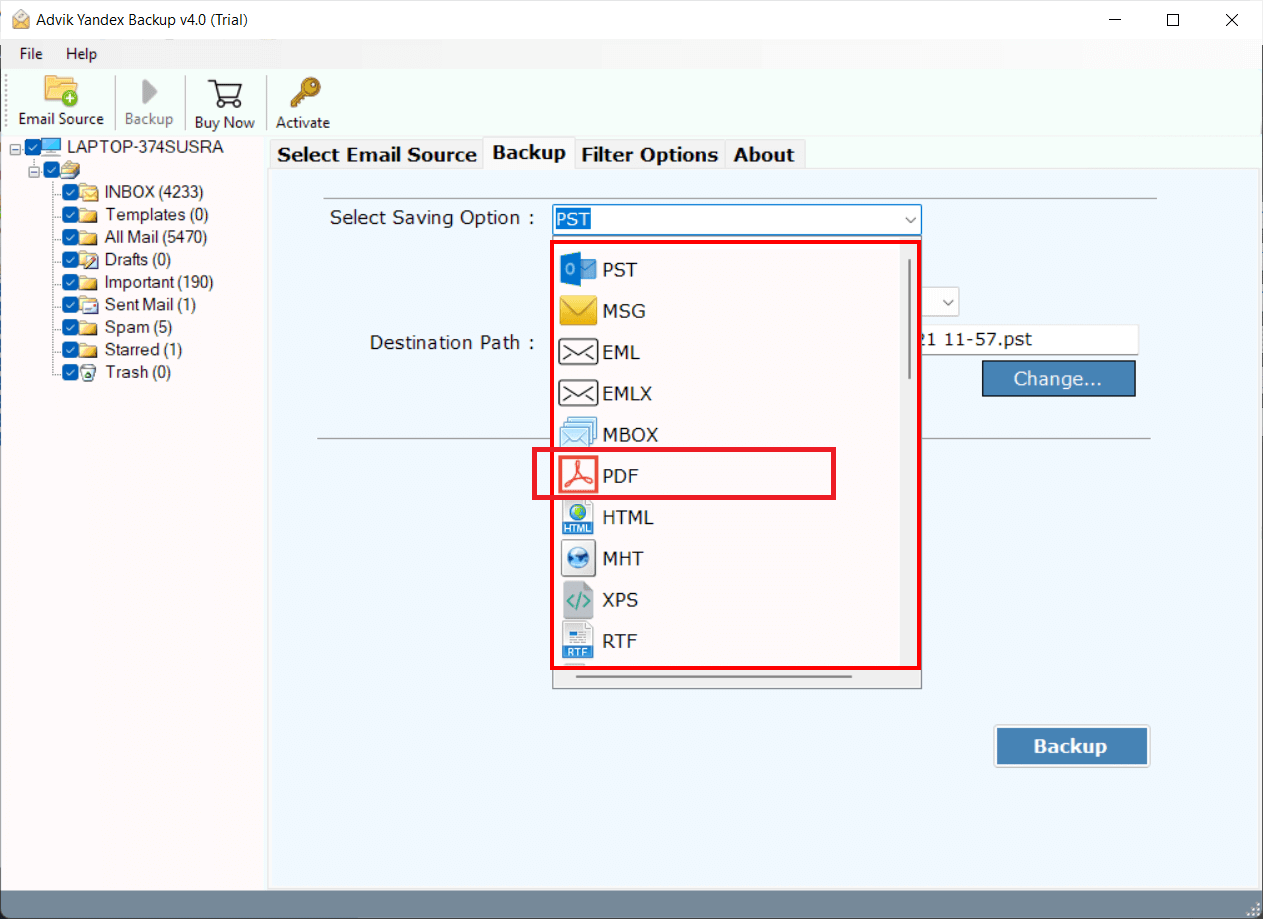batch export yandex email to pdf documents