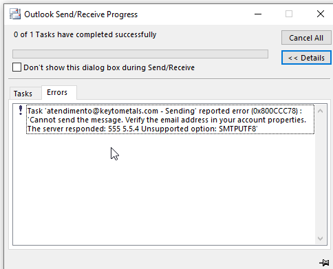 Outlook Error 0x800ccc78