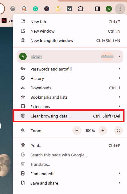 Clear browsing data