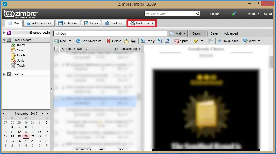 export Zimbra mail to mbox