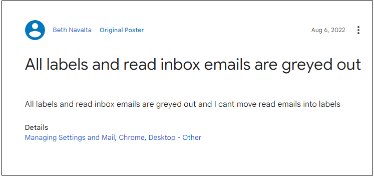 gmail Greyed Out Inbox query