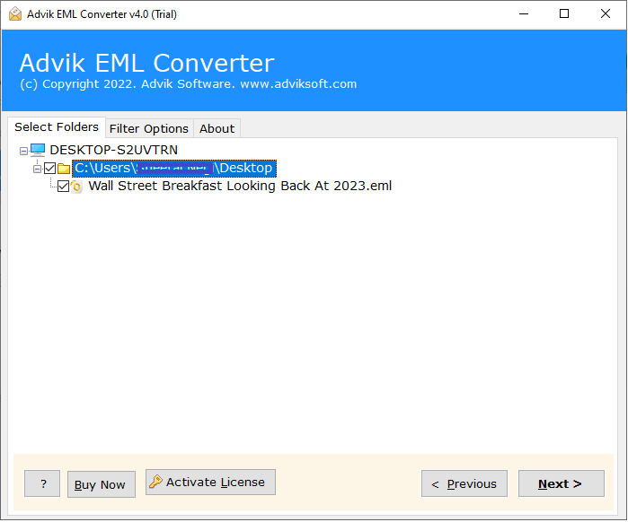 Choose email folder