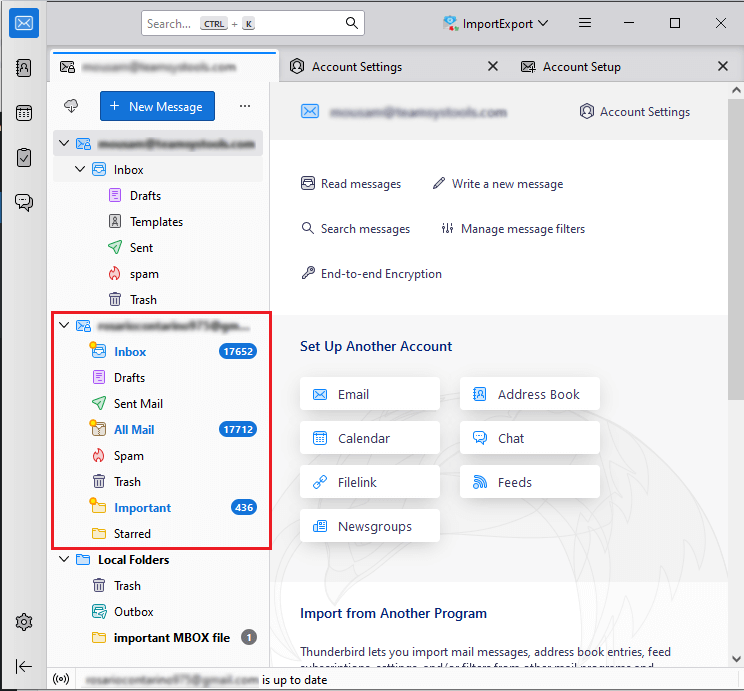 check roundcube emails in thunderbird