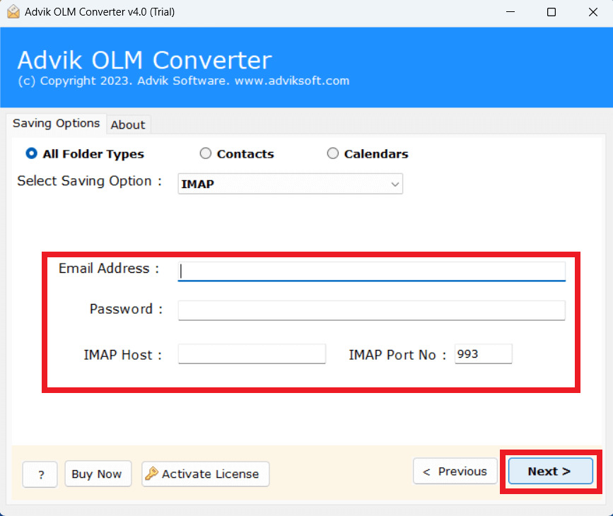 ENTER spark mail login details