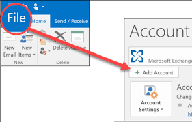choose file tab and click add account
