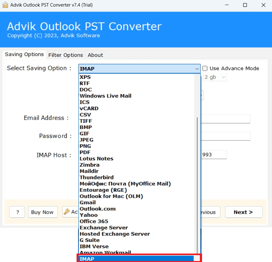 choose imap