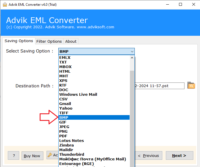 choose BMP as a saving option