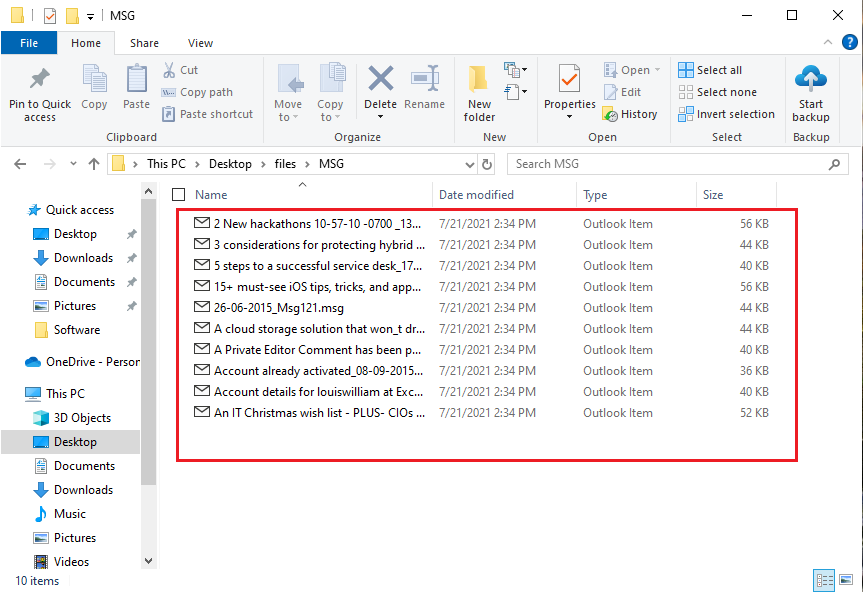 locate MSG files on your system