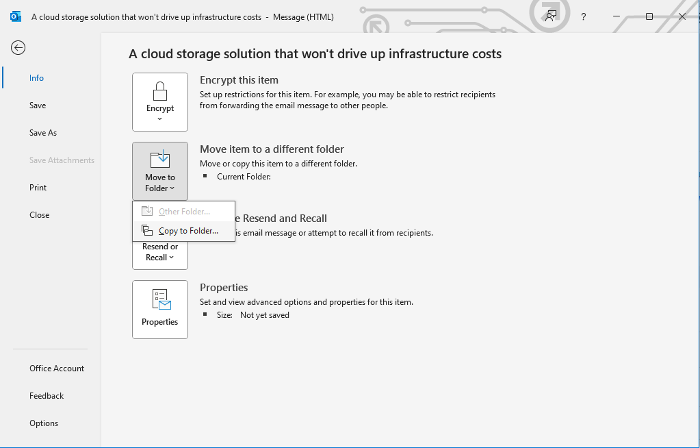 File>> Move to Folder