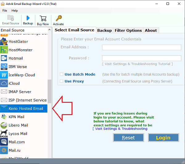 choose Hosted Kerio Mail