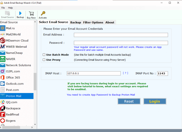 Select ProtonMail as an email source