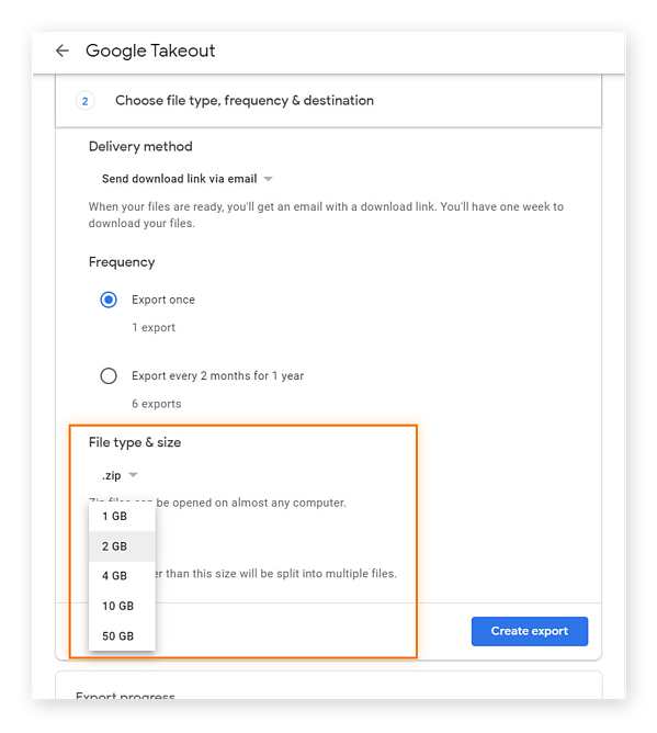 select file type and size