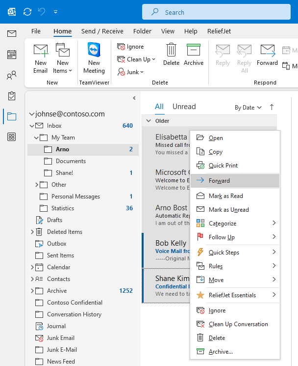 transfer outlook folders to new computer