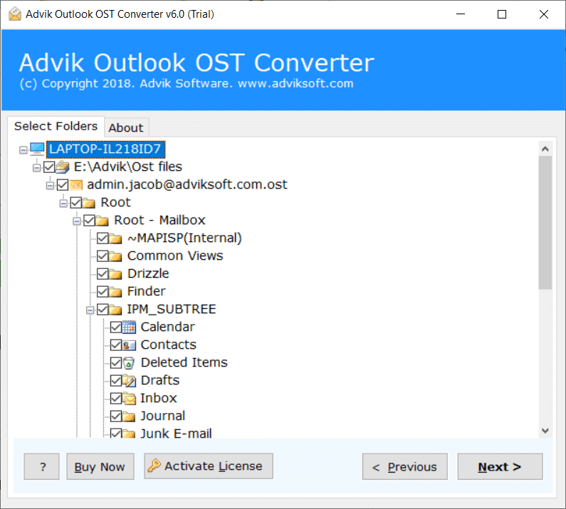 choose email folders