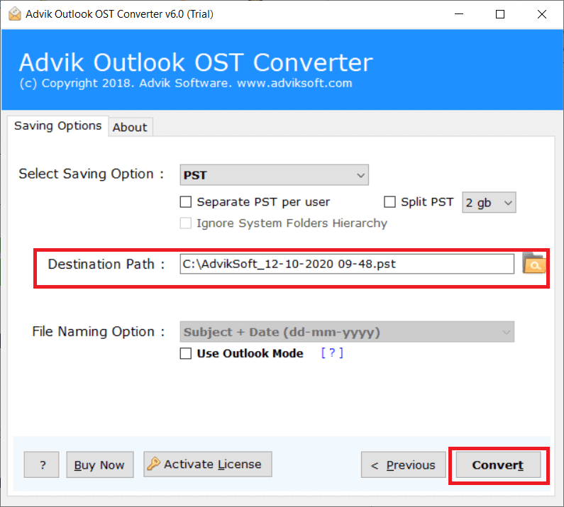 click on convert