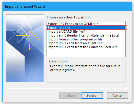 choose export to a file