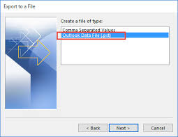 Export to a File >> Outlook Data File (.pst)