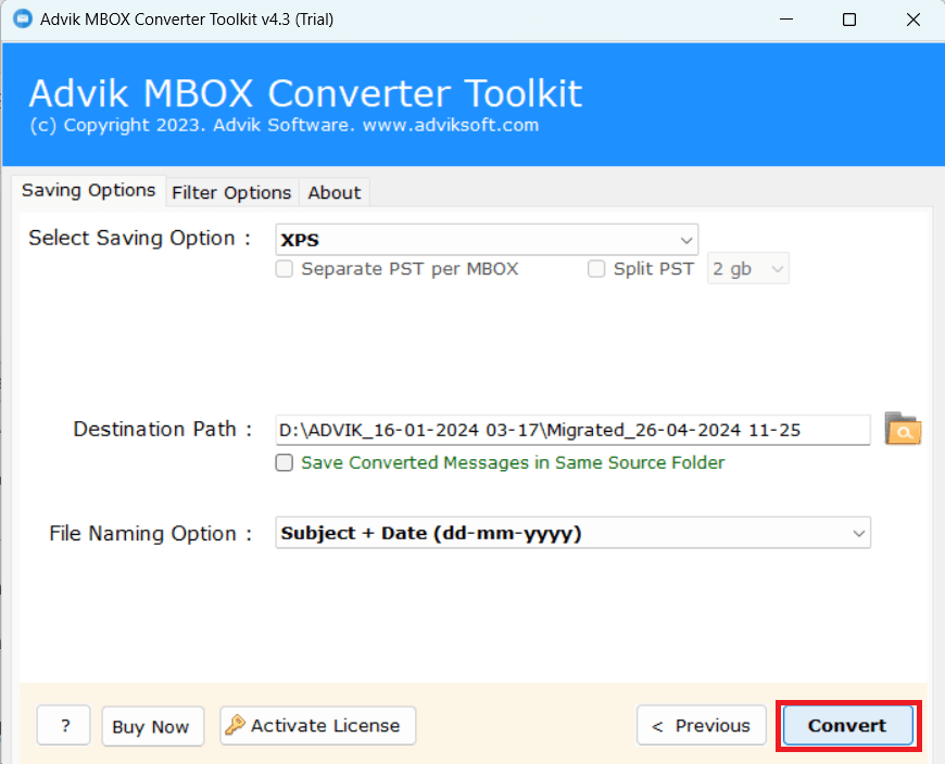 clcik on convert button