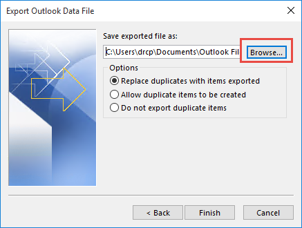 click Finish to transfer outlook folders to new computer
