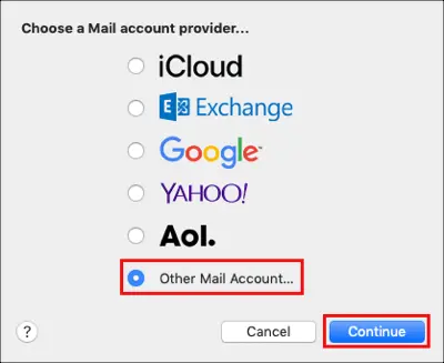 Choose Other Mail Account