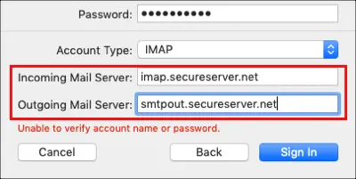 Provide your GoDaddy IMAP settings