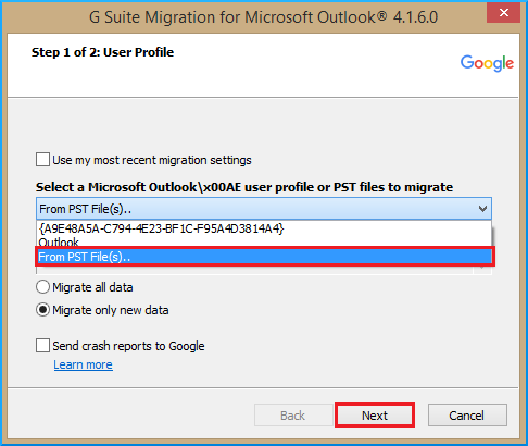 Select From the PST file(s)