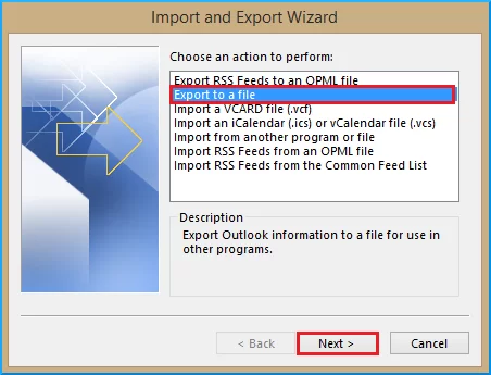 Choose Export to a file