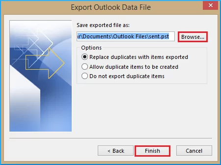clcik finish to import ost to gmail
