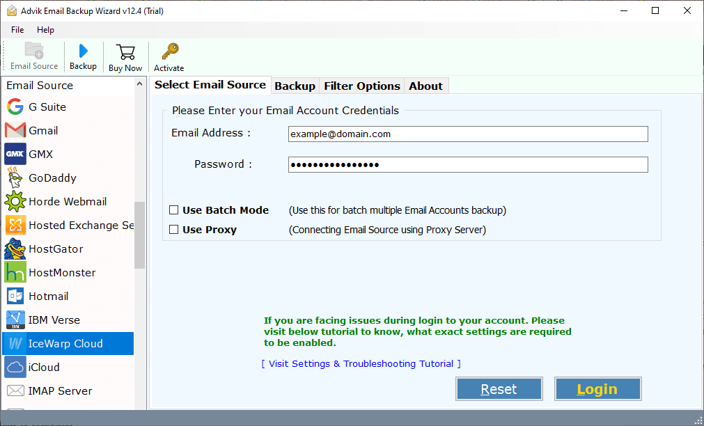 Enter your IceWarp email id and app password