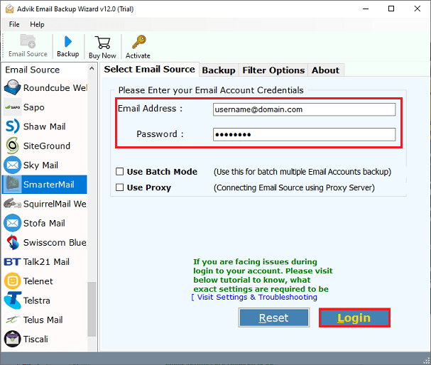 enter smartermail details