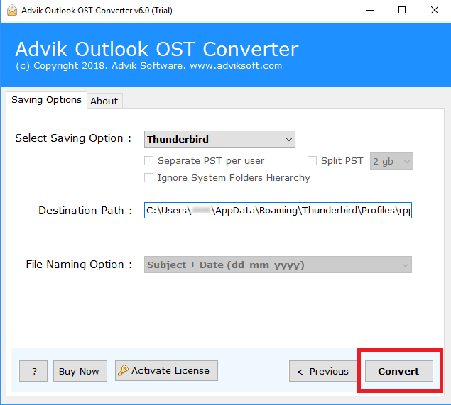 click the Next to import ost thunderbird