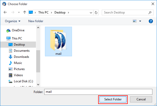 select folder to export all thunderbird emails with attachments