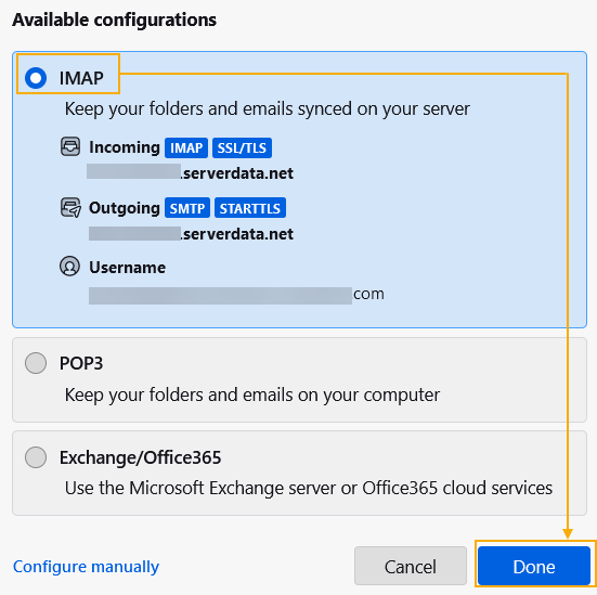 Choose IMAP