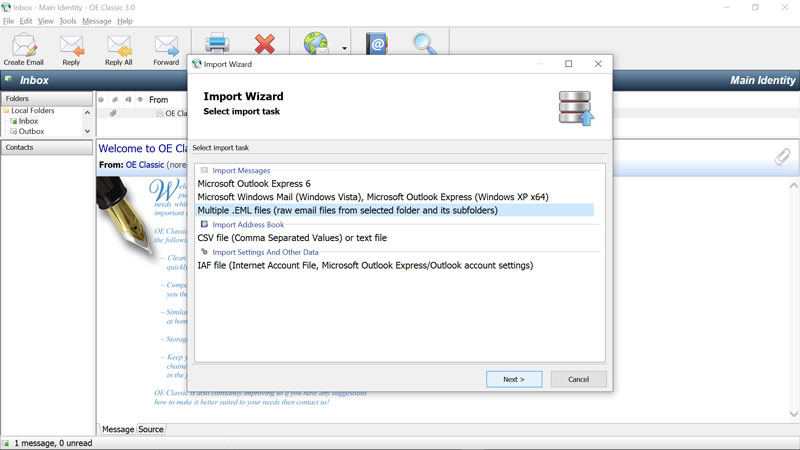 import pst file to oe classic mail